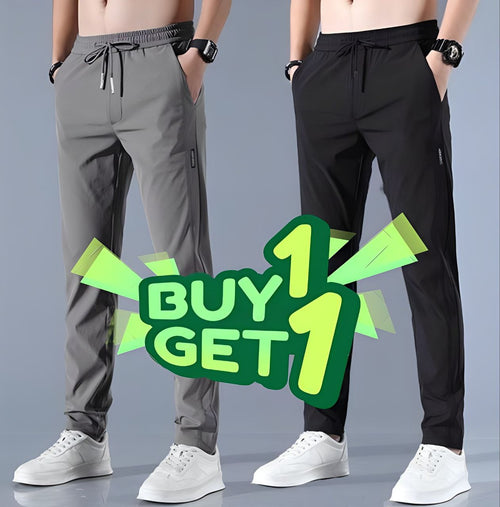 (Buy 1 Get 1 Free) Premium Men's High Stretch Skinny Lycra Pants (Black + Grey)