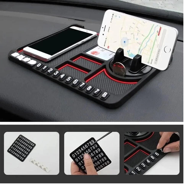 Car Parking Number Card Anti-Slip Mat with Phone mount holder