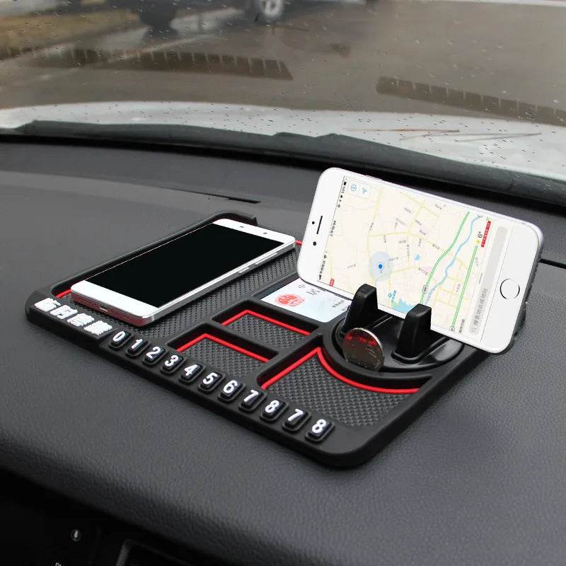 Car Parking Number Card Anti-Slip Mat with Phone mount holder