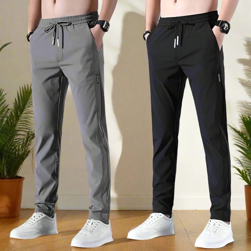 (Buy 1 Get 1 Free) Premium Men's High Stretch Skinny Lycra Pants (Black + Grey)