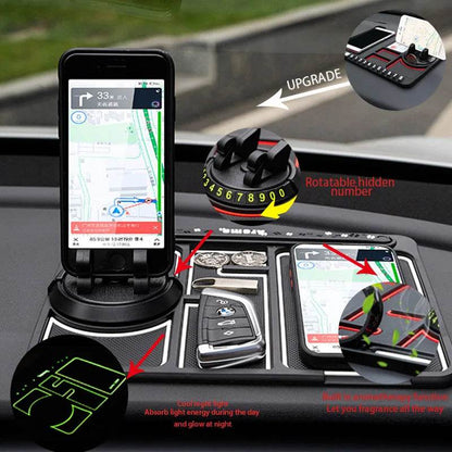 Car Parking Number Card Anti-Slip Mat with Phone mount holder